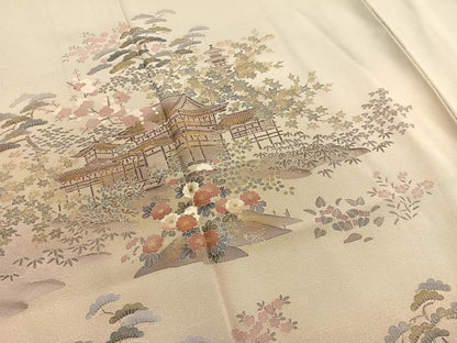 平和屋着物■訪問着　風景文　暈し染め　金彩　正絹　逸品　BAAX2961hv