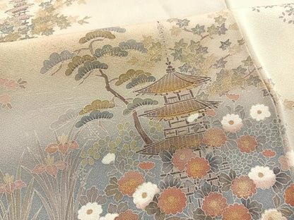 平和屋着物■訪問着　風景文　暈し染め　金彩　正絹　逸品　BAAX2961hv