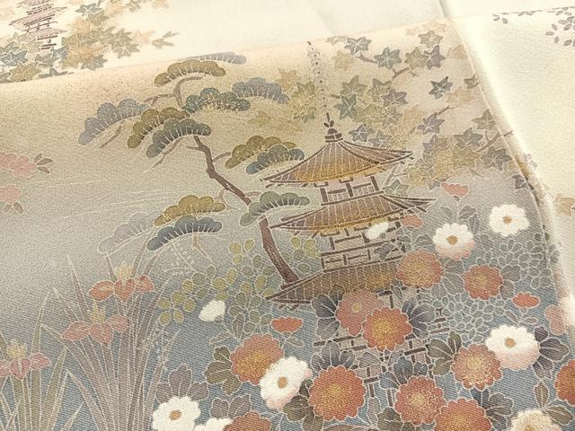平和屋着物■訪問着　風景文　暈し染め　金彩　正絹　逸品　BAAX2961hv