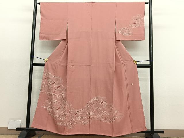 平和屋着物■訪問着　江戸小紋　作家物　立波飛鶴文　正絹　逸品　未使用　BAAX2962hv
