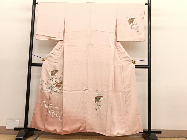 平和屋着物■訪問着　扇面花文　暈し染め　金彩　正絹　逸品　BAAX2965hv