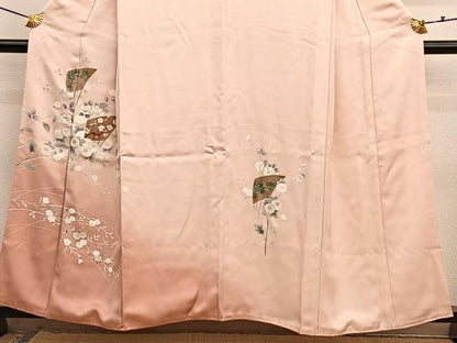 平和屋着物■訪問着　扇面花文　暈し染め　金彩　正絹　逸品　BAAX2965hv