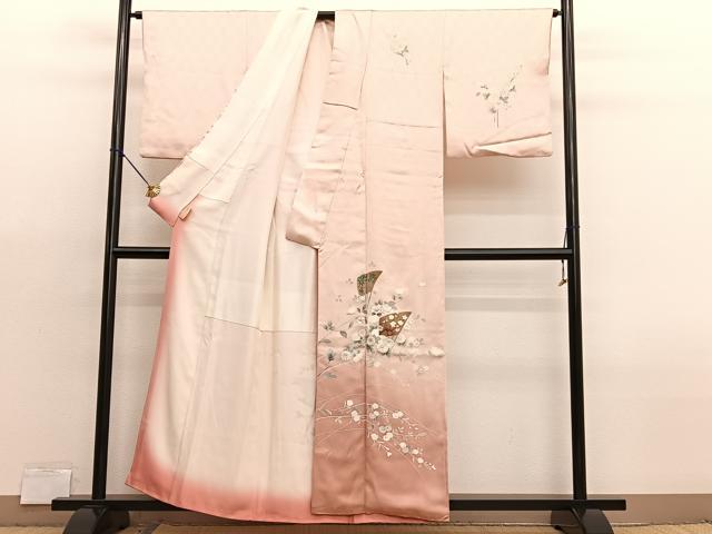 平和屋着物■訪問着　扇面花文　暈し染め　金彩　正絹　逸品　BAAX2965hv