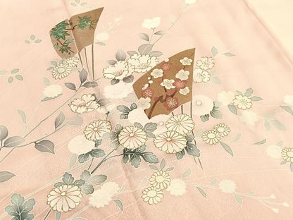 平和屋着物■訪問着　扇面花文　暈し染め　金彩　正絹　逸品　BAAX2965hv