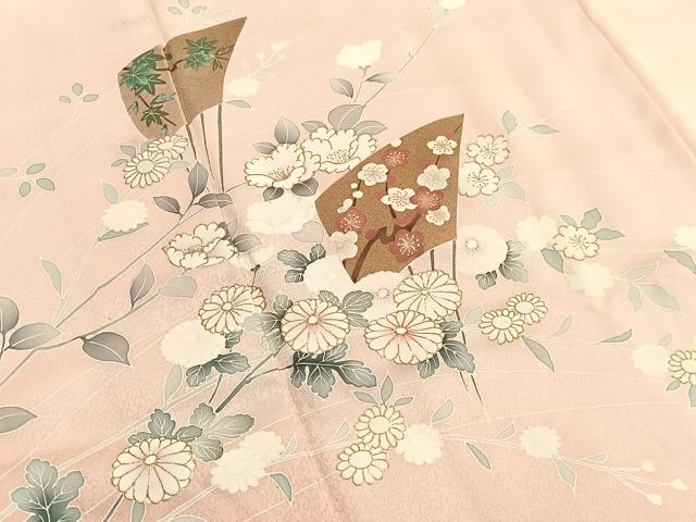 平和屋着物■訪問着　扇面花文　暈し染め　金彩　正絹　逸品　BAAX2965hv