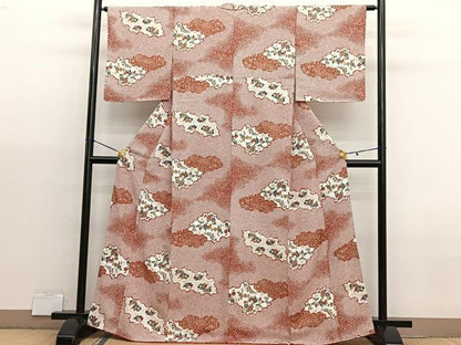 平和屋着物■上質な小紋　鴛鴦花蝶文　金彩　正絹　逸品　BAAX2967hv