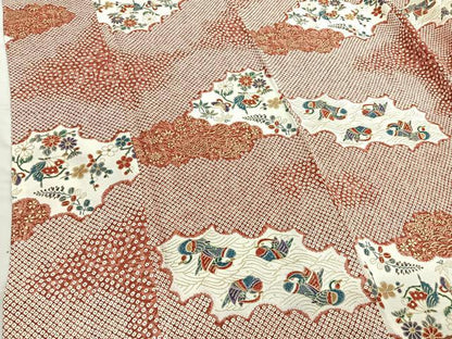 平和屋着物■上質な小紋　鴛鴦花蝶文　金彩　正絹　逸品　BAAX2967hv