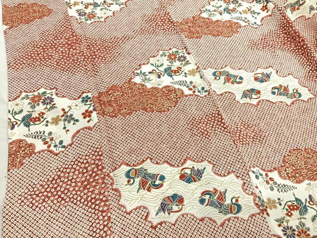 平和屋着物■上質な小紋　鴛鴦花蝶文　金彩　正絹　逸品　BAAX2967hv