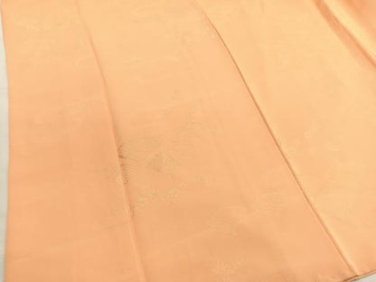 平和屋着物■上質な色無地　扇面地紋　杏色　正絹　逸品　BAAX2968hv