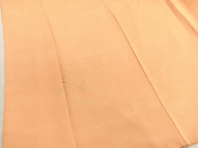 平和屋着物■上質な色無地　扇面地紋　杏色　正絹　逸品　BAAX2968hv