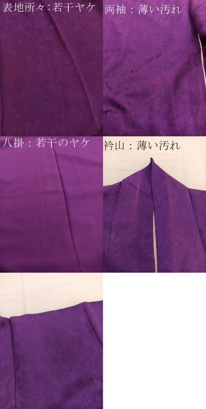平和屋着物■上質な色無地　草花地紋　桑の実色　正絹　逸品　BAAX2969hv
