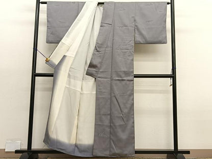 平和屋着物■上質な色無地　立波籬地紋　茶鼠色　正絹　逸品　BAAX2970hv