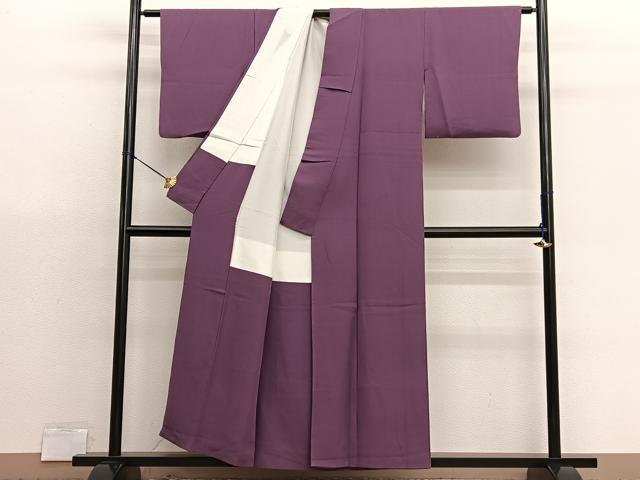 平和屋着物■上質な色無地　二藍色　正絹　逸品　BAAX2974hv