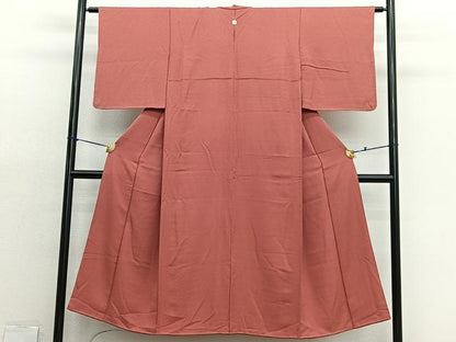 平和屋着物■上質な色無地　紋意匠　紅樺色　正絹　逸品　BAAX2975hv