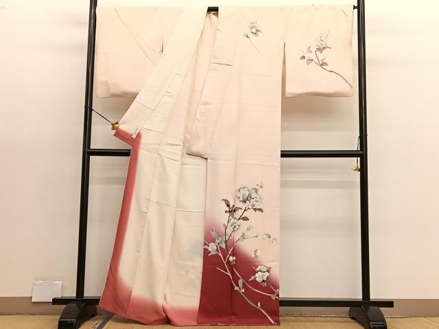 平和屋着物■訪問着　枝花文　暈し染め　正絹　逸品　BAAX2978hv