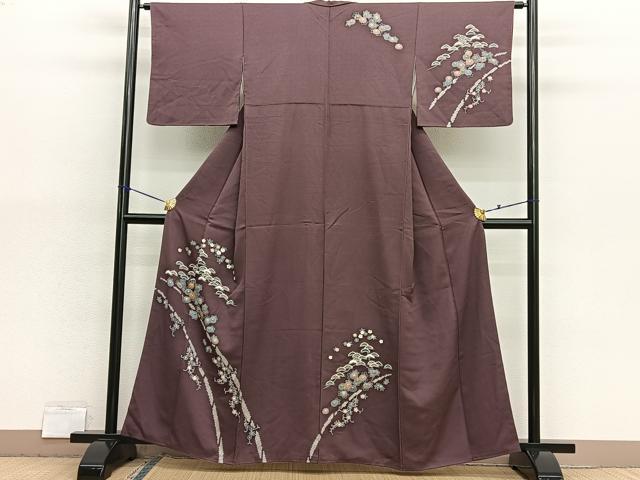平和屋着物■訪問着　草花文　金彩　正絹　逸品　BAAX2979hv