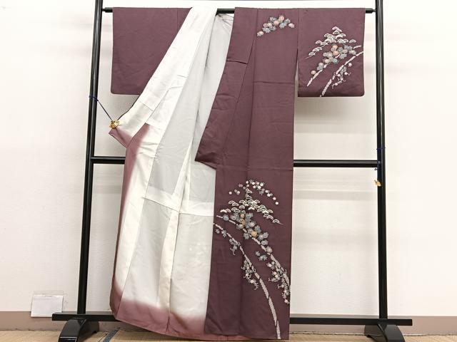 平和屋着物■訪問着　草花文　金彩　正絹　逸品　BAAX2979hv