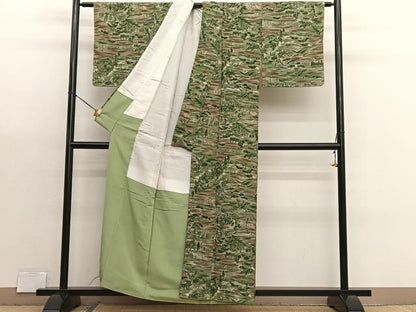 平和屋着物■上質な小紋　手描き　風景文　正絹　逸品　BAAX2980hv