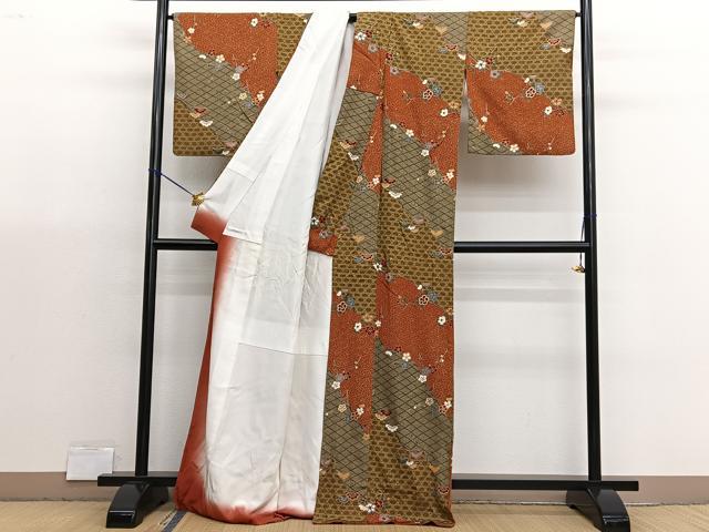 平和屋着物■上質な小紋　有職枝花文　金彩　正絹　逸品　BAAX2981hv