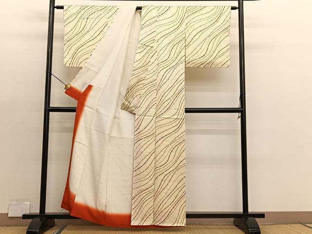 平和屋着物■上質な小紋　流線文　正絹　逸品　未使用　BAAX2984hv