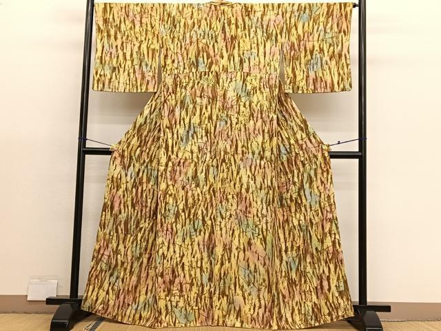 平和屋着物■上質な小紋　抽象文様　暈し染め　ろうけつ染め　正絹　逸品　BAAX2989hv