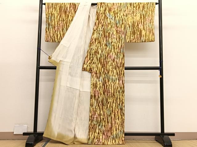 平和屋着物■上質な小紋　抽象文様　暈し染め　ろうけつ染め　正絹　逸品　BAAX2989hv