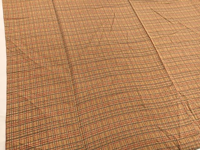 平和屋着物■上質な小紋　格子　ロング丈　正絹　逸品　BAAX2987hv