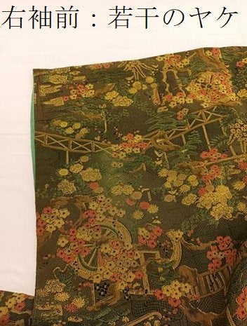 平和屋着物■上質な小紋　御所車風景文　鬼しぼ縮緬　正絹　逸品　BAAX2990hv