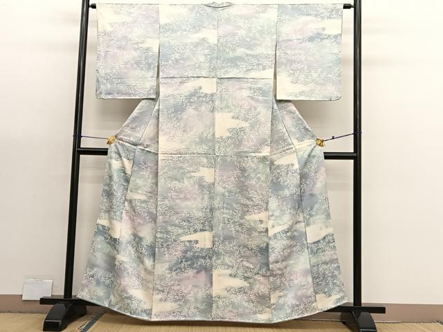 平和屋着物■上質な小紋　枝葉文　暈し染め　正絹　逸品　BAAX2993hv