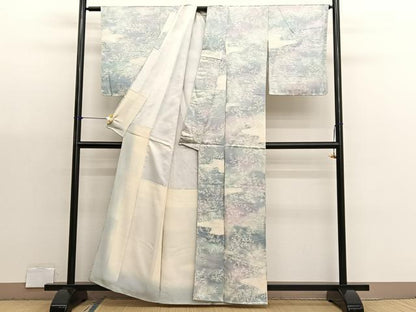 平和屋着物■上質な小紋　枝葉文　暈し染め　正絹　逸品　BAAX2993hv