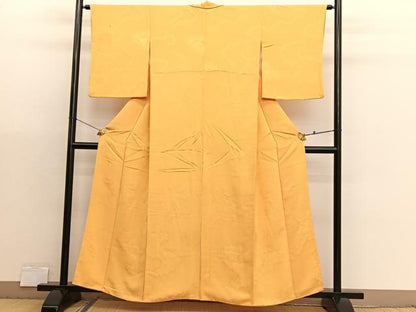 平和屋着物■上質な色無地　風景地紋　柑子色　正絹　逸品　BAAX2999hv