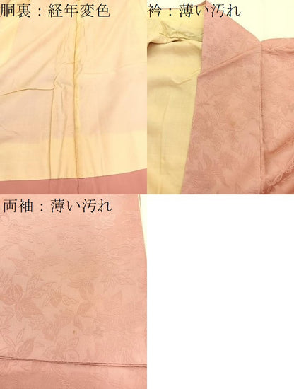平和屋着物■上質な色無地　草花地紋　東雲色　正絹　逸品　BAAX3000hv