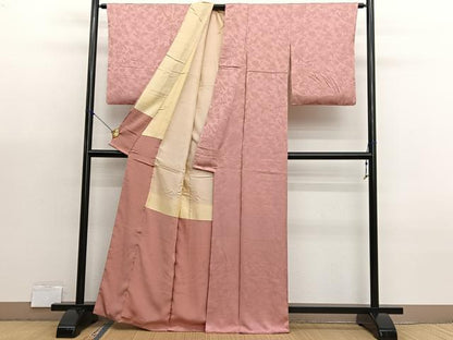 平和屋着物■上質な色無地　草花地紋　東雲色　正絹　逸品　BAAX3000hv