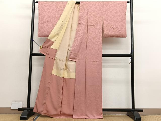 平和屋着物■上質な色無地　草花地紋　東雲色　正絹　逸品　BAAX3000hv