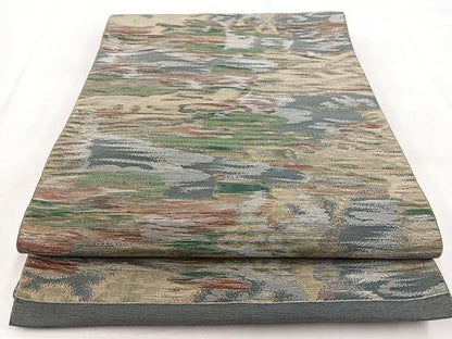 平和屋着物◎八寸名古屋帯　霞文　正絹　逸品　BAAX3001yc