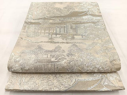 平和屋着物◎六通柄袋帯　平等院鳳凰堂　プラチナ箔　正絹　逸品　BAAX3011yc