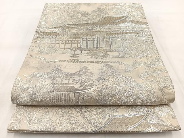 平和屋着物◎六通柄袋帯　平等院鳳凰堂　プラチナ箔　正絹　逸品　BAAX3011yc