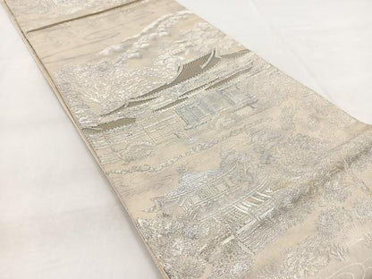 平和屋着物◎六通柄袋帯　平等院鳳凰堂　プラチナ箔　正絹　逸品　BAAX3011yc