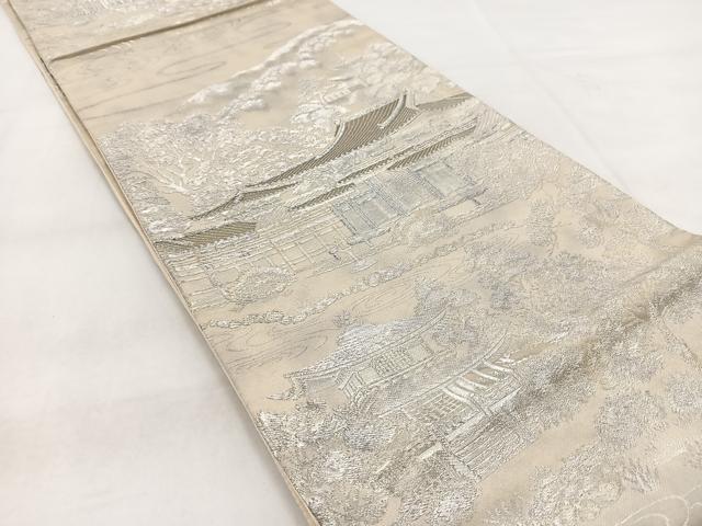 平和屋着物◎六通柄袋帯　平等院鳳凰堂　プラチナ箔　正絹　逸品　BAAX3011yc