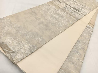 平和屋着物◎六通柄袋帯　平等院鳳凰堂　プラチナ箔　正絹　逸品　BAAX3011yc