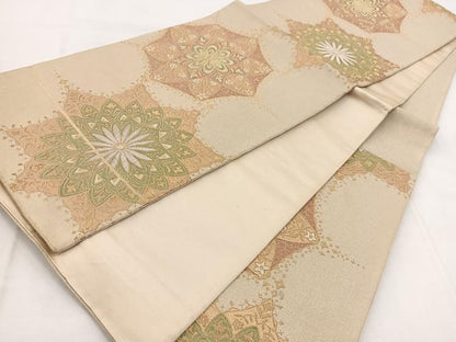 平和屋着物◎六通柄袋帯 正倉院花文 金銀糸 正絹 逸品 BAAX3015yc