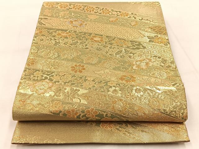 平和屋着物◎佐賀錦　六通柄袋帯　更紗花文　金銀糸　正絹　逸品　BAAX3017yc