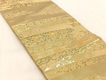 平和屋着物◎佐賀錦　六通柄袋帯　更紗花文　金銀糸　正絹　逸品　BAAX3017yc