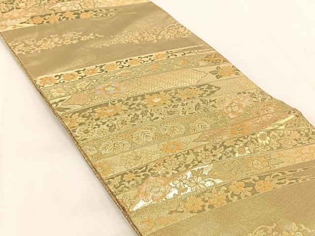 平和屋着物◎佐賀錦　六通柄袋帯　更紗花文　金銀糸　正絹　逸品　BAAX3017yc