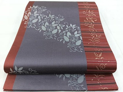 平和屋着物◎六通柄袋帯　更紗南天文　金糸　正絹　逸品　BAAX3025yc