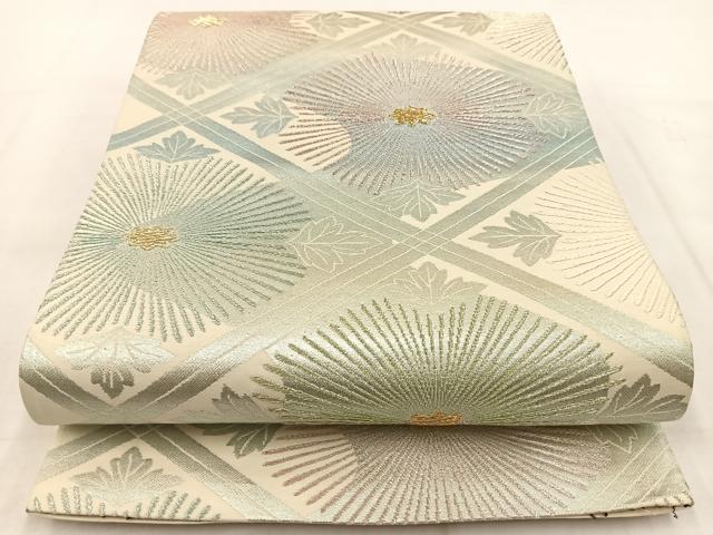 平和屋着物◎六通柄袋帯　菱天井裏菊文　金銀糸　正絹　逸品　BAAX3027yc