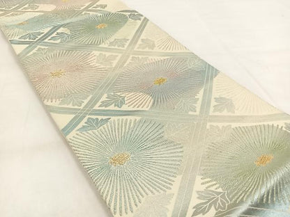 平和屋着物◎六通柄袋帯　菱天井裏菊文　金銀糸　正絹　逸品　BAAX3027yc