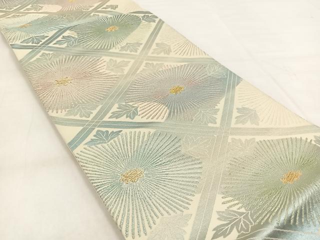 平和屋着物◎六通柄袋帯　菱天井裏菊文　金銀糸　正絹　逸品　BAAX3027yc