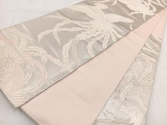 平和屋着物◎六通柄袋帯　唐織　鳳凰　銀糸　正絹　逸品　BAAX3030yc
