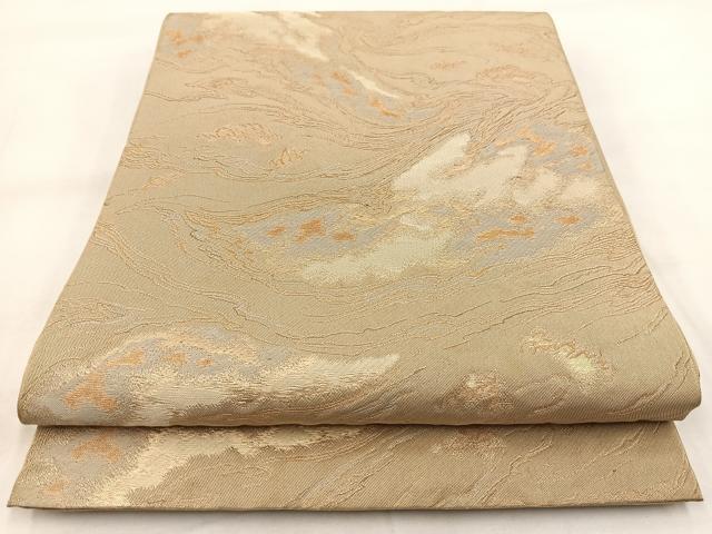 平和屋着物◎西陣　六通柄　京袋帯　本袋帯　墨流し文様　金糸　正絹　逸品　BAAX3033yc